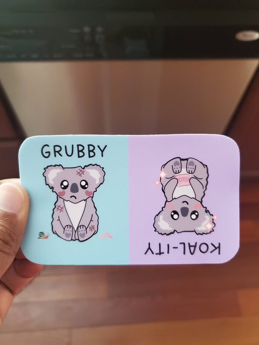 Reversible koala dishwasher magnet | koality and grubby or soiled