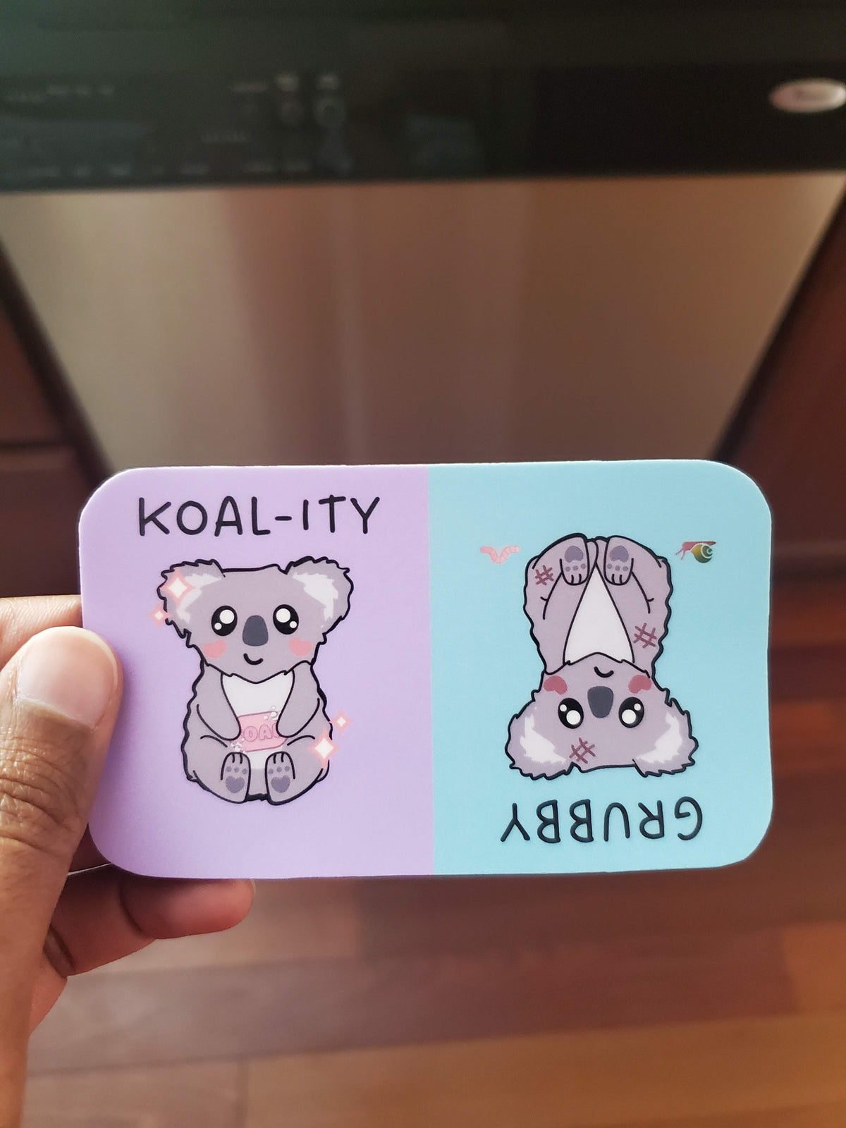 Reversible koala dishwasher magnet | koality and grubby or soiled