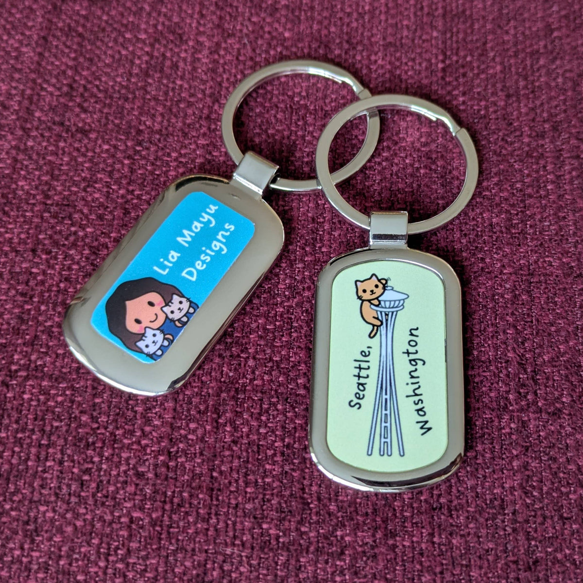 Seattle Opera Key Chain Orange cat on the Seattle Space Needle metal keychain – Lia Mayu Designs